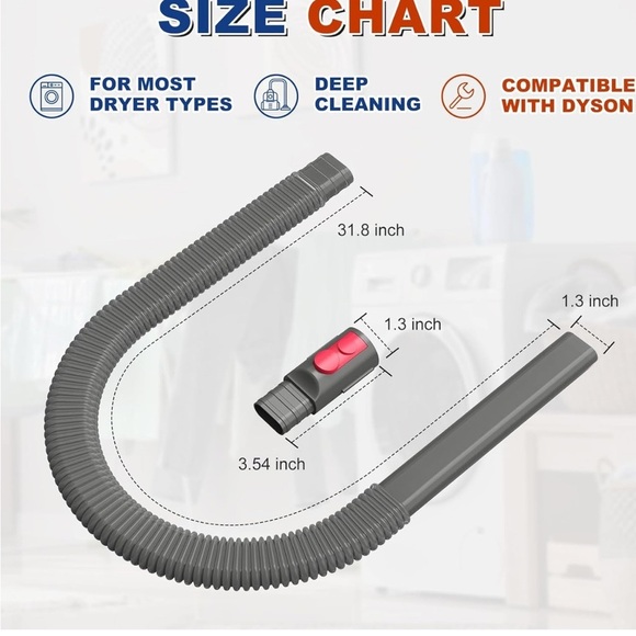 Dryer Vent Cleaner Kit Hose Attachment For Dyson Vacuums V7~V15 Cordless Vac - Picture 2 of 6